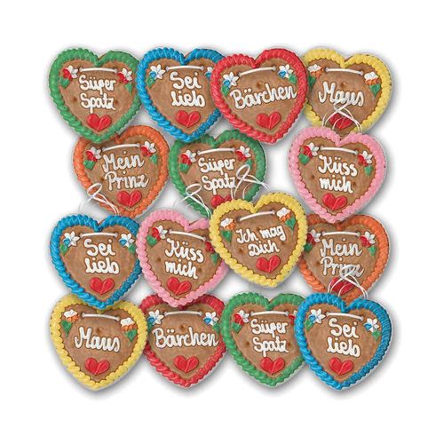 Gingerbread hearts ‘Colourful’, 13 x 12 cm