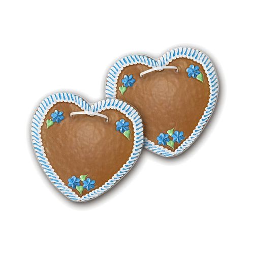 Gingerbread heart "blank", blue/white, 20 x 20 cm
